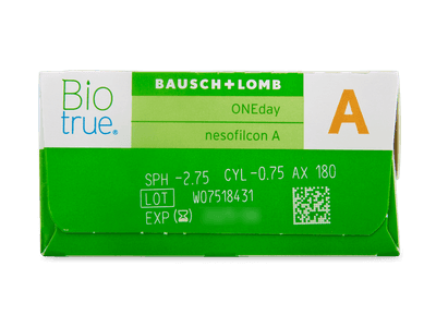 Biotrue ONEday for Astigmatism (30 čoček) - Náhled parametrů čoček