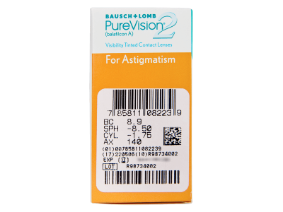 PureVision 2 for Astigmatism (6 čoček) - Náhled parametrů čoček