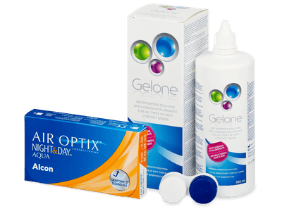 Air Optix Night and Day Aqua (6 čoček) + roztok Gelone 360 ml