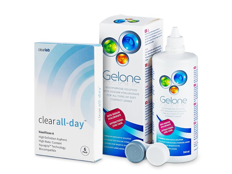 Clear All-Day (6 čoček) + roztok Gelone 360ml - Výhodný balíček