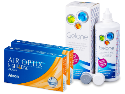 Air Optix Night and Day Aqua (2x3 čočky) + roztok Gelone 360ml - Výhodný balíček