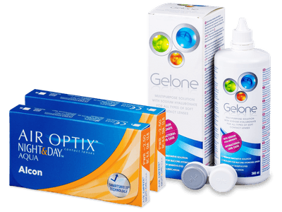 Air Optix Night and Day Aqua (2x3 čočky) + roztok Gelone 360ml