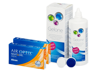 Air Optix Night and Day Aqua (2x3 čočky) + roztok Gelone 360 ml - Výhodný balíček