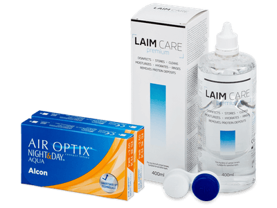 Air Optix Night and Day Aqua (2x 3 čočky) + roztok Laim Care 400 ml