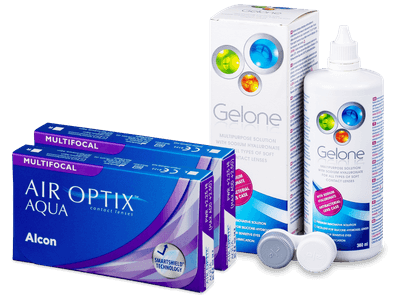 Air Optix Aqua Multifocal (2x3 čočky) + roztok Gelone 360ml