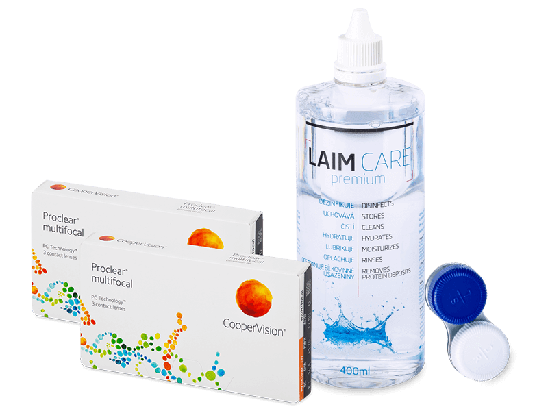 Proclear Multifocal (2x3 čočky) + roztok Laim Care 400ml - Výhodný balíček