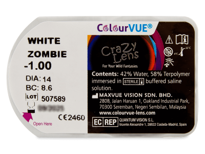 ColourVUE Crazy Lens - White Zombie - dioptrické (2 čočky) - Vzhled blistru s čočkou