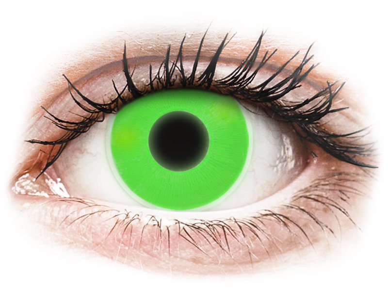 ColourVUE Crazy Glow Green - nedioptrické (2 čočky) - Barevné kontaktní čočky