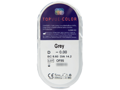 TopVue Color - Grey - nedioptrické (2 čočky) - Vzhled blistru s čočkou