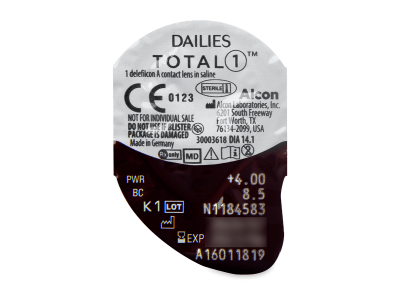 Dailies TOTAL1 (90 čoček) - Vzhled blistru s čočkou