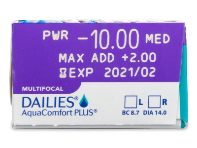 Dailies AquaComfort Plus Multifocal (30 čoček) - Náhled parametrů čoček