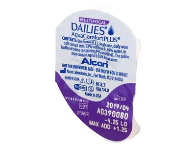 Dailies AquaComfort Plus Multifocal (30 čoček) - Vzhled blistru s čočkou