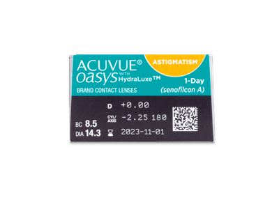 Acuvue Oasys 1-Day with HydraLuxe for Astigmatism (30 čoček) - Náhled parametrů čoček