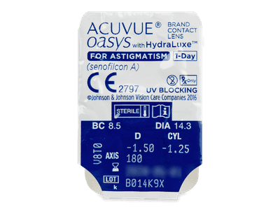 Acuvue Oasys 1-Day with HydraLuxe for Astigmatism (30 čoček) - Vzhled blistru s čočkou