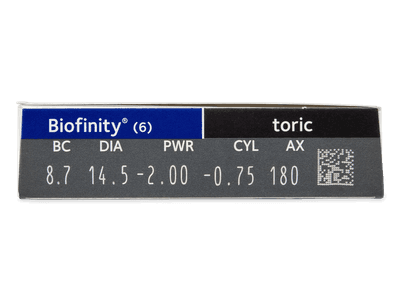 Biofinity Toric (6 čoček) - Náhled parametrů čoček