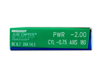 Air Optix plus HydraGlyde for Astigmatism (6 čoček) - Náhled parametrů čoček