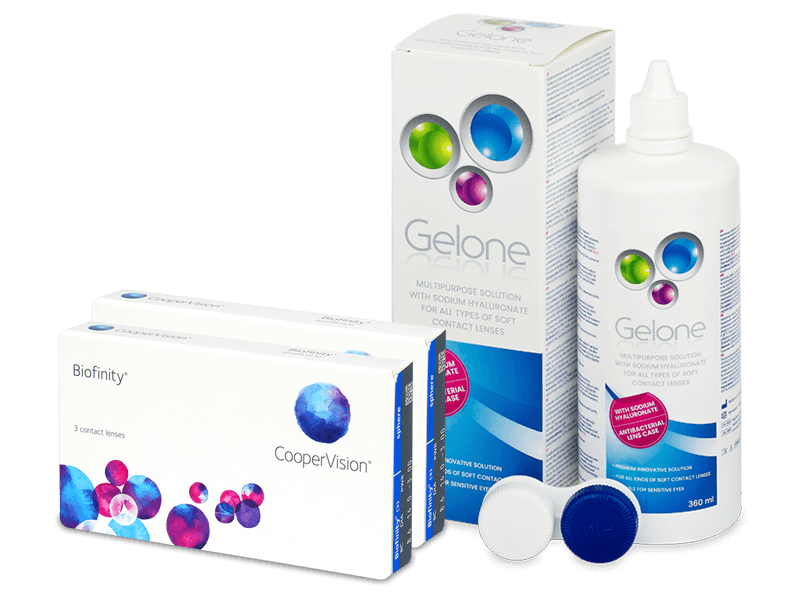 Biofinity (2x3 čočky) + roztok Gelone 360 ml - Výhodný balíček