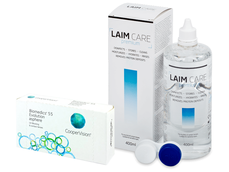 Biomedics 55 Evolution (6 čoček) + roztok Laim Care 400 ml - Výhodný balíček