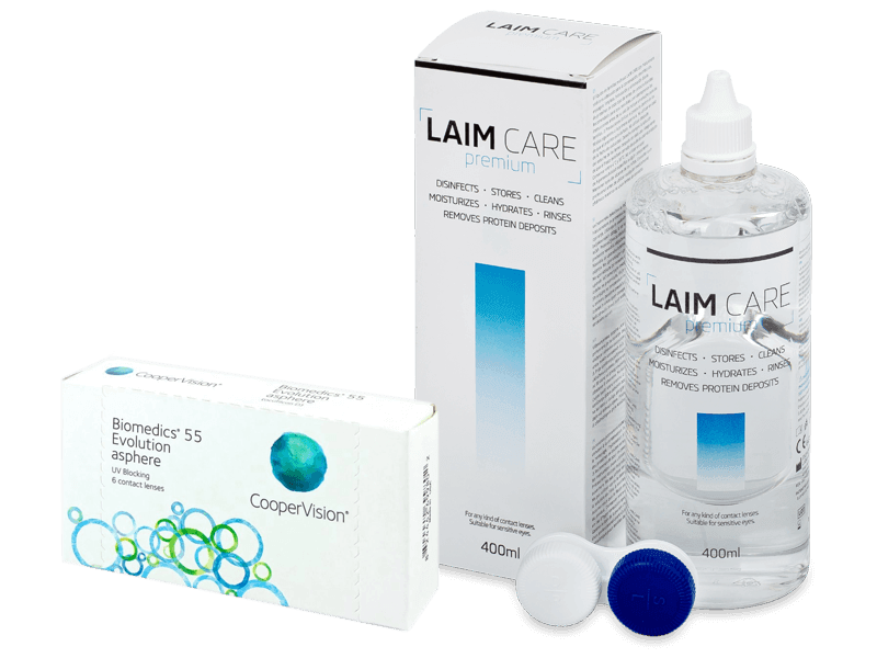 Biomedics 55 Evolution (6 čoček) + roztok Laim Care 400 ml - Výhodný balíček