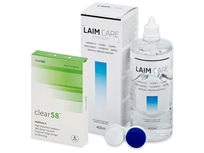 Clear 58 (6 čoček) + roztok Laim Care 400 ml - Výhodný balíček
