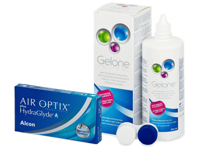 Air Optix plus HydraGlyde (6 čoček) + roztok Gelone 360 ml