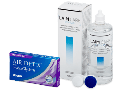 Air Optix plus HydraGlyde Multifocal (3 čočky) + roztok Laim Care 400 ml