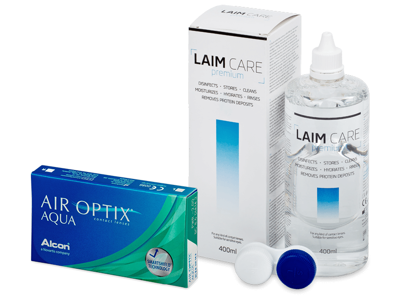 Air Optix Aqua (6 čoček) + roztok Laim Care 400 ml - Výhodný balíček