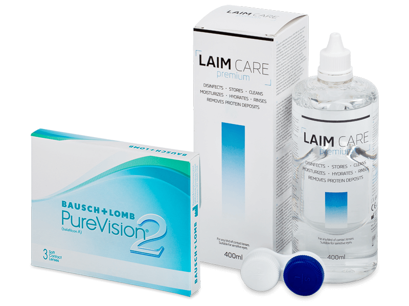 PureVision 2 (3 čočky) + roztok Laim Care 400 ml - Výhodný balíček