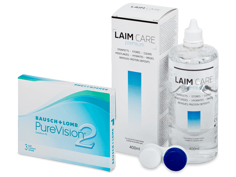 PureVision 2 (3 čočky) + roztok Laim Care 400 ml - Výhodný balíček