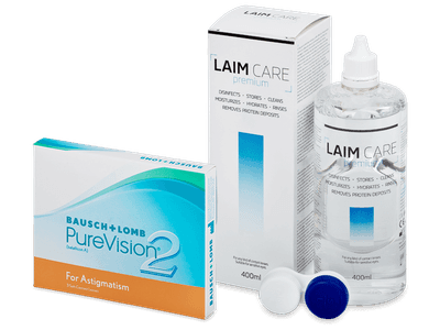 PureVision 2 for Astigmatism (3 čočky) + roztok Laim Care 400 ml