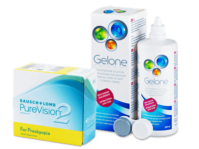 PureVision 2 for Presbyopia (6 čoček) + roztok Gelone 360 ml - Výhodný balíček