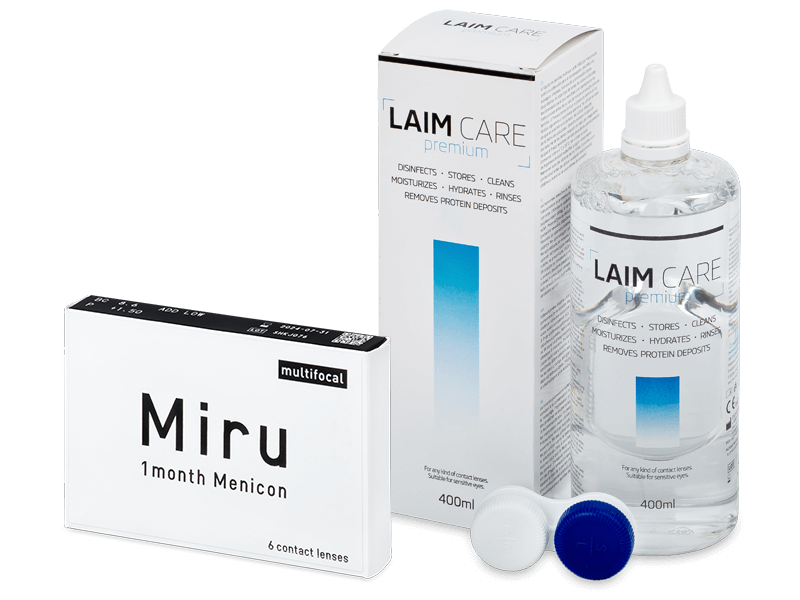 Miru 1month Menicon multifocal (6 čoček) + roztok Laim-Care 400 ml - Výhodný balíček