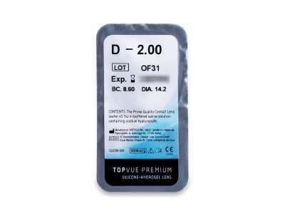 TopVue Premium (6 čoček) - Vzhled blistru s čočkou