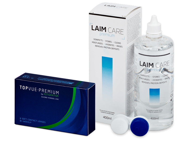 TopVue Premium for Astigmatism (6 čoček) + roztok Laim Care 400 ml - Výhodný balíček