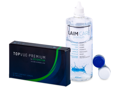 TopVue Premium for Astigmatism (3 čočky) + roztok Laim Care 400 ml