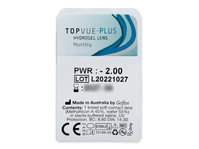 TopVue Plus (6 čoček) - Vzhled blistru s čočkou
