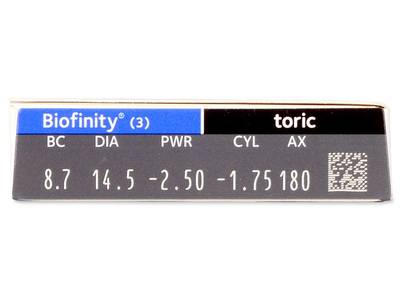 Biofinity Toric (3 čočky) - Náhled parametrů čoček