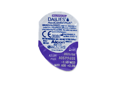 Dailies AquaComfort Plus Multifocal (90 čoček) - Vzhled blistru s čočkou