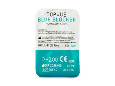 TopVue Blue Blocker (5 párů čoček) - Vzhled blistru s čočkou