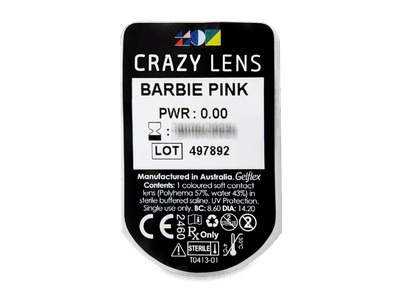 CRAZY LENS - Barbie Pink - nedioptrické jednodenní (2 čočky) - Vzhled blistru s čočkou