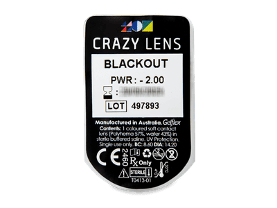 CRAZY LENS - Black Out - dioptrické jednodenní (2 čočky) - Vzhled blistru s čočkou