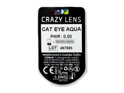 CRAZY LENS - Cat Eye Aqua - nedioptrické jednodenní (2 čočky) - Vzhled blistru s čočkou