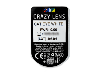 CRAZY LENS - Cat Eye White - nedioptrické jednodenní (2 čočky) - Vzhled blistru s čočkou