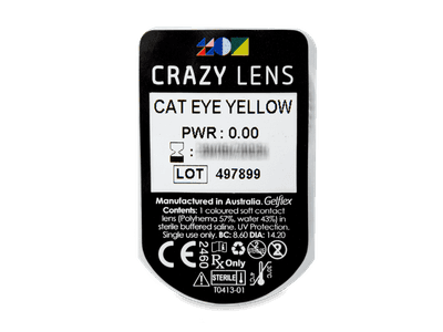 CRAZY LENS - Cat Eye Yellow - nedioptrické jednodenní (2 čočky) - Vzhled blistru s čočkou