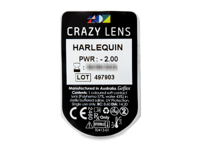 CRAZY LENS - Harlequin - dioptrické jednodenní (2 čočky) - Vzhled blistru s čočkou