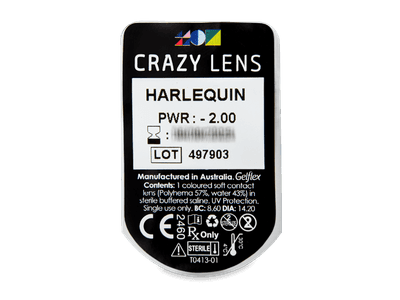 CRAZY LENS - Harlequin - dioptrické jednodenní (2 čočky) - Vzhled blistru s čočkou