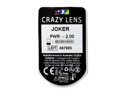 CRAZY LENS - Joker - dioptrické jednodenní (2 čočky) - Vzhled blistru s čočkou