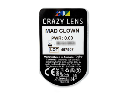 CRAZY LENS - Mad Clown - nedioptrické jednodenní (2 čočky) - Vzhled blistru s čočkou