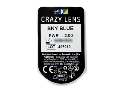 CRAZY LENS - Sky Blue - dioptrické jednodenní (2 čočky) - Vzhled blistru s čočkou