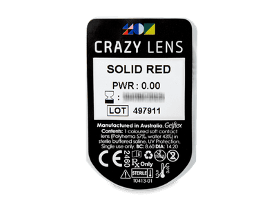 CRAZY LENS - Solid Red - nedioptrické jednodenní (2 čočky) - Vzhled blistru s čočkou